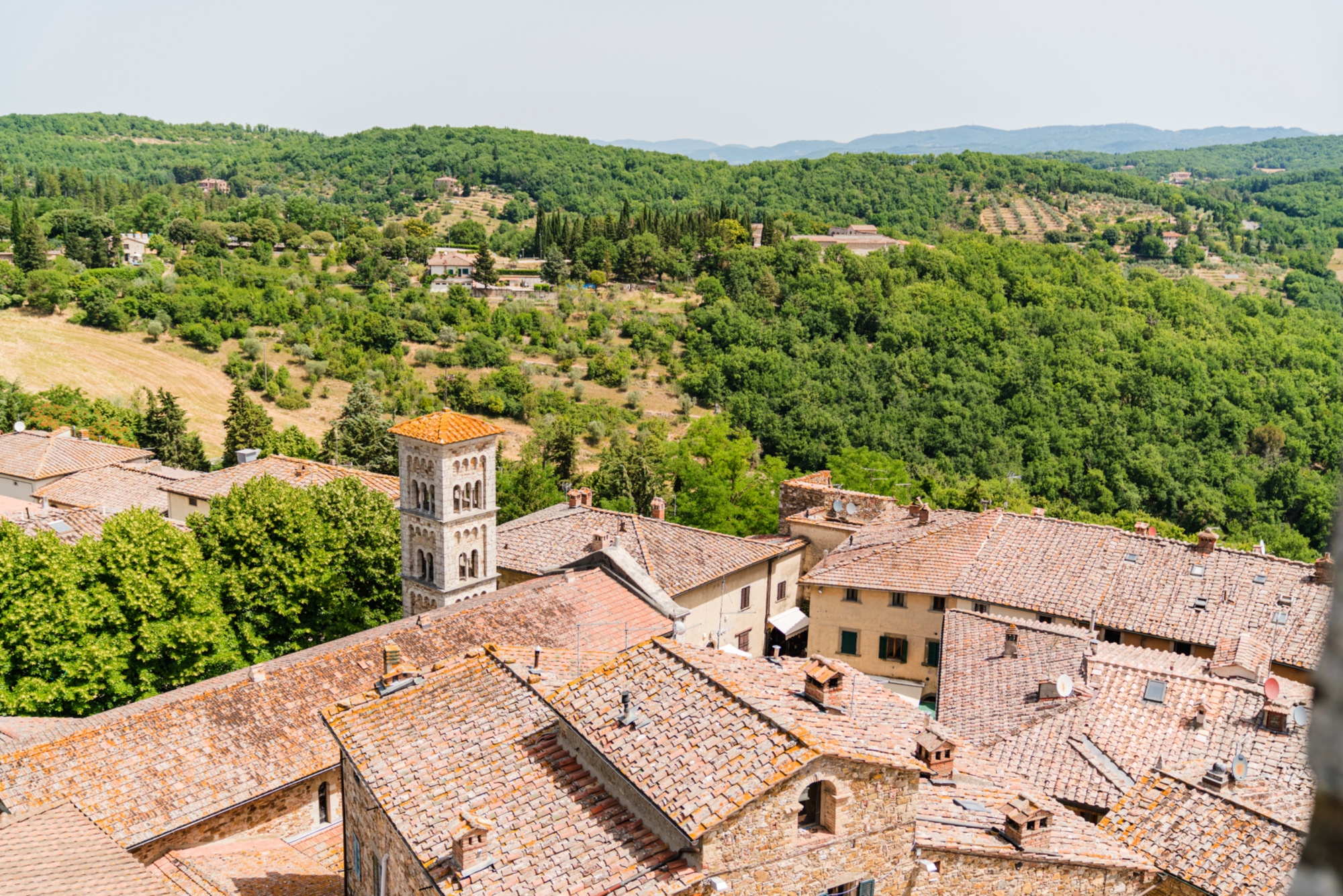 Vue aérienne de Castellina in Chianti et de ses environs
