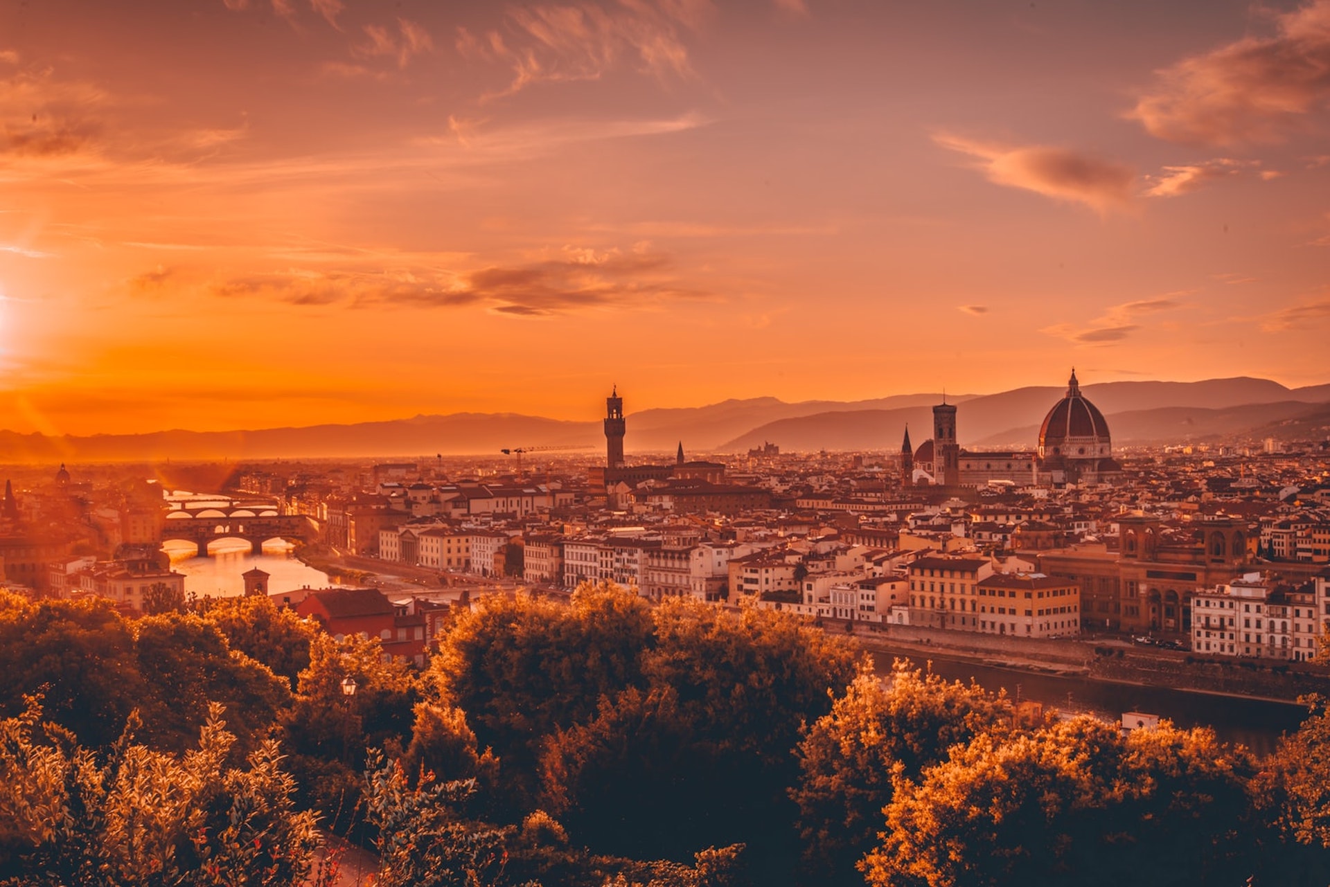 Un beau coucher de soleil à Florence