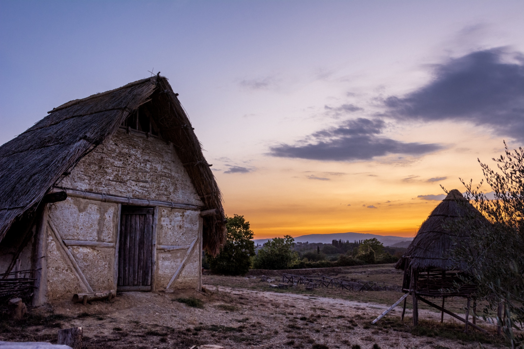 Coucher de soleil sur l'Archéodrome