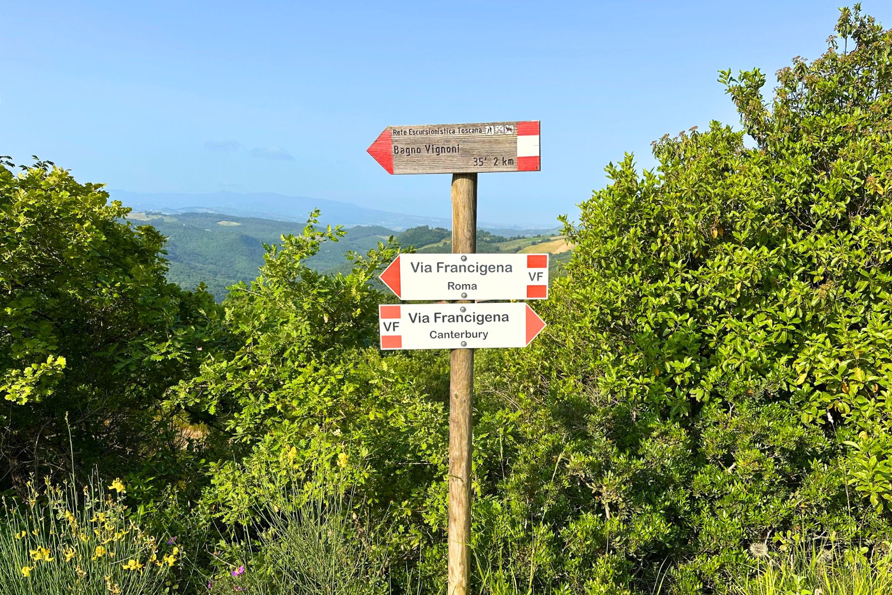 Segnaletica sulla Francigena Toscana