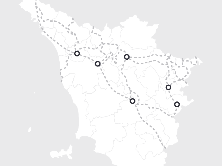 Carte stylisée des chemins de la Toscane